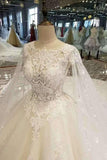 2024 New Arrival Tulle Scoop Neck Wedding Dresses Zipper Up With Appliques And Beading P7TDLHLZ