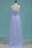 2024 A Line Sweetheart Ruched Bodice Asymmetrical Chiffon Bridesmaid Dresses