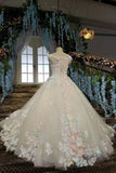 2024 New Arrival Tulle Wedding Dresses Lace Up Floor Length With Handmade Flowers PJC74F3F