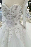 2024 Luxurious Wedding Dresses Scoop Neck With Appliques And Sequins Lace Up P772SQG3