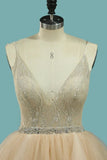 2024 Spaghetti Straps Wedding Dresses A Line Tulle & Lace P3BJBR57