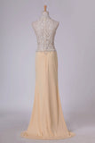 2024 Lace & Spandex Prom Dresses High Neck Sweep Train P2XELR3J