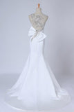 2024 Prom Dresses Mermaid White Satin With PTJML93H