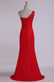 2024 Prom Dresses One-Shoulder Sheath Beaded Lace Floor-Length Zipper PFD6TLMA