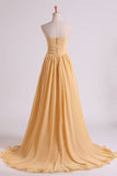 2024 Prom Dresses A Line Empire Waist Sweetheart Chapel Train With PF6AT518