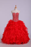 2024 Ball Gown Sweetheart Organza Floor Length Quinceanera P56Q2PQS