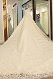 2024 New Arrival Luxury Wedding Dresses A-Line Royal Train Tulle Off The Shoulder PLQTQ6ED