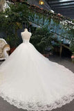 2024 New Arrival Wedding Dresses A-Line Scoop Neck Tulle Lace Up With PRLFP83B