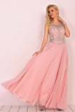 2024 Chiffon Scoop Prom Dresses A Line With Beads&Rhinestones Chiffon PLT761YX