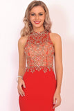 2024 Prom Dresses High Neck Beadd Bodice PAHENA3G