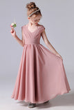 A Line Chiffon Sleeveless Flower Girl Dresses With Pleats