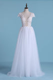 2024 Sexy Beach Wedding Dresses A-Line V-Neck PLQ142S5