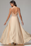 Detachable Train Champagne Spaghetti Straps Sequins Homecoming Dress