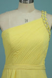 2024 Chiffon A Line One Shoulder With Ruffles And Beads PPA6MBHJ