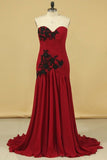 2024 Burgundy/Maroon Sweetheart Mermaid Chiffon Evening Dresses With Ruffles And PHBBH8RY