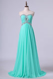 2024 Prom Dresses A Line Floor Length Sweetheart Chiffon With P11CJGRK