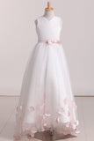 2024 Sweep Train Tulle Flower Girl Dresses A Line V Neck