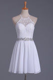 2024 White Halter Homecoming Dresses A Line Chiffon & P8TRNQAB