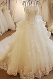 2024 Wedding Dresses Strapless High Quality Custom Made A-Line Tulle With Beads PNAGKM6T