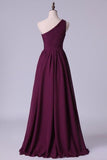 2024 Purple Bridesmaid Dresses A Line One Shoulder Floor Length PECLZQEA