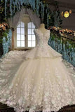 2024 New Arrival Wedding Dresses Scoop Neck With Appliques And Crystals P1AXCYTA