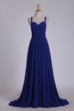 2024 Straps Bridesmaid Dresses Open Back A Line Chiffon