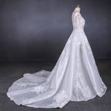 Long Sleeve Sweetheart White Bridal Dresses with Applique, Wedding Dresses STK15250