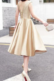 2024 Homecoming Dresses A Line Scoop Satin With Applique PFLJ5G26