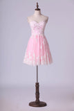 2024 Sweetheart A-Line Homecoming Dresses Tulle With Applique P8DG2QY9