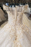 2024 Champagne Wedding Gown Off The Shoulder Satin And Lace P2PDH15G