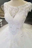 2024 New Arrival Wedding Dresses A-Line Scoop Neck Tulle Lace Up With PRLFP83B