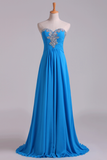 2024 Sweetheart Beaded Neckline Prom Dress A Line With Ruffles Chiffon