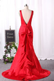 2024 Mermaid Evening Dresses V Neck Open Back Satin PAH6CNM8