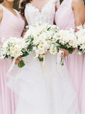 Simple Pink Mismatched A-Line Bridesmaid Dresses, Elegant Chiffon Bridesmaid Dress STK15397