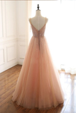 Sexy Straps Sleeveless Long Tulle Prom Dress With Beading Floor Length Sparkly Evening STKP6ZBZ4KZ