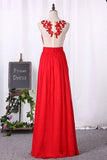 2024 Prom Dresses A Line Scoop Chiffon With Ruffles PM4A7FDY