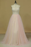 2024 Prom Dresses Sweetheart Beaded Bodice A Line Tulle PM5H3STY