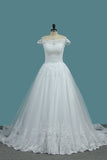 2024 A Line Tulle Off The Shoulder Wedding Dresses With Applique PZ9JNF9J