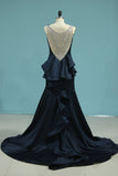 2024 New Arrival Scoop Satin With Beading Prom Dresses Mermaid PKF6E1B6