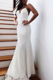 Princess Spaghetti Straps Backless V Neck Mermaid Wedding Dresses Bridal Dresses STK15306