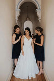 Simple Elegant A Line V Neck Ivory Wedding Dresses, Long Wedding Gowns STK15532