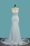 2024 Spandex Mermaid Spaghetti Straps Wedding Dresses With P98DB24C