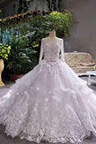 2024 New Arrival Wedding Dresses Tulle Scoop Neck With Appliques And Handmade Flowers Lace Up PT7R3MGF