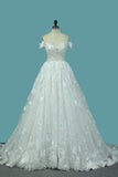 2024 Off The Shoulder A Line Lace Wedding Dresses With Applique PERQGRCL