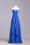 2024 Simple Prom Dresses Sweetheart Ruffled Bodice A Line Floor Length Chiffon