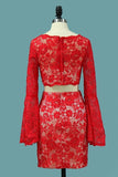 2024 Two-Piece Scoop Long Sleeves Lace Sheath P647ETER