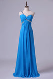 2024 Prom Dress One Shoulder A Line Floor Length Ruffles Bud Green P1HT49ZM