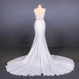 Mermaid Sheer Neck Mermaid Long Wedding Dress with Appliques, Wedding Gowns STK15265