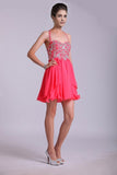 2024 Homecoming Dresses A Line Halter Short/Mini Chiffon With Beading & PDJ4XTHD