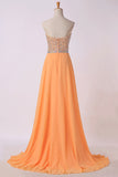 2024 Prom Dresses Sweetheart A Line Sweep Train Chiffon PAPLSFGP